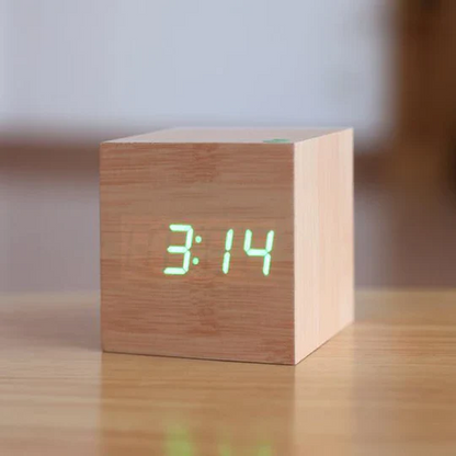 Clock with Digital Wooden Alarm LED Display for Minimalist and Modern
