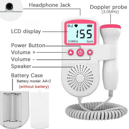 Portable Fetal Doppler with LCD Display for Clear and Reliable