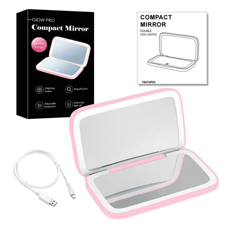 Mirror with Mini LED Compact 1x/10x for Precision Lighting Beauty Tool
