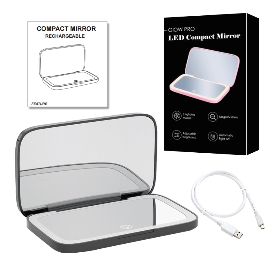 Mirror with Mini LED Compact 1x/10x for Precision Lighting Beauty Tool