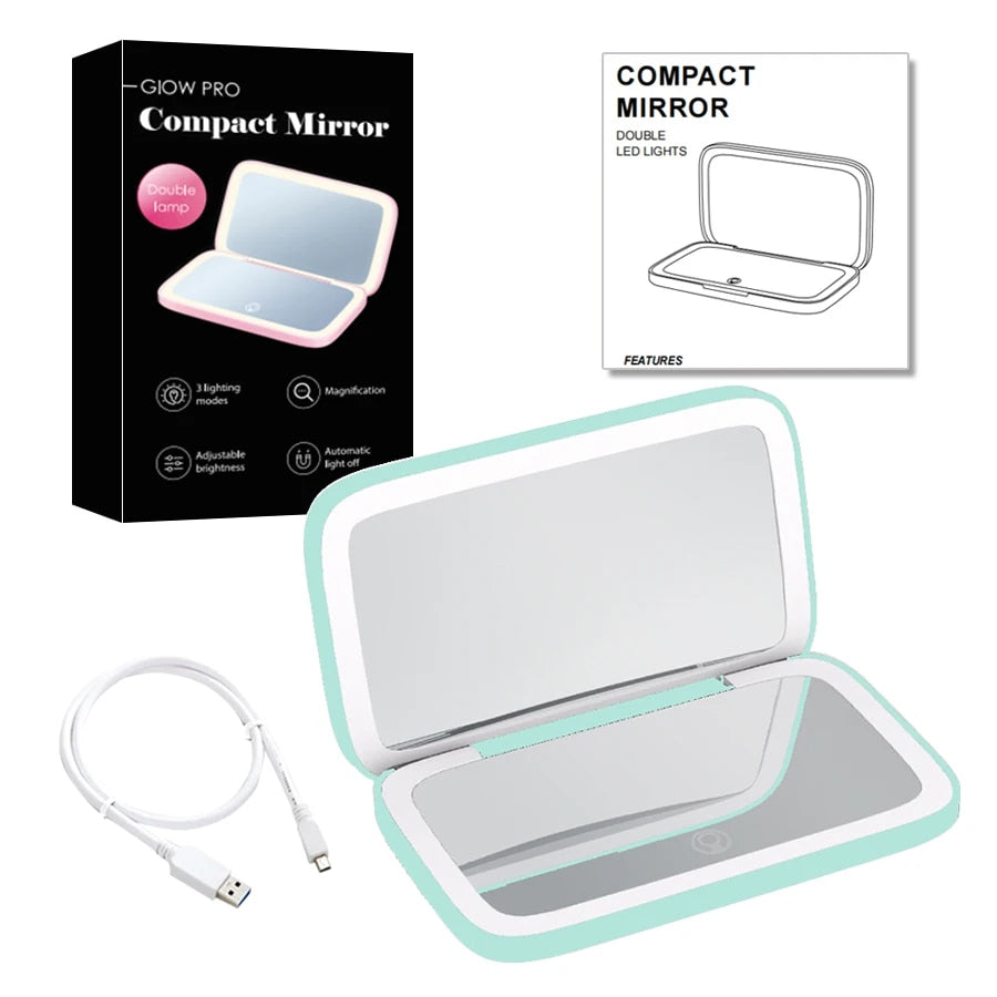 Mirror with Mini LED Compact 1x/10x for Precision Lighting Beauty Tool