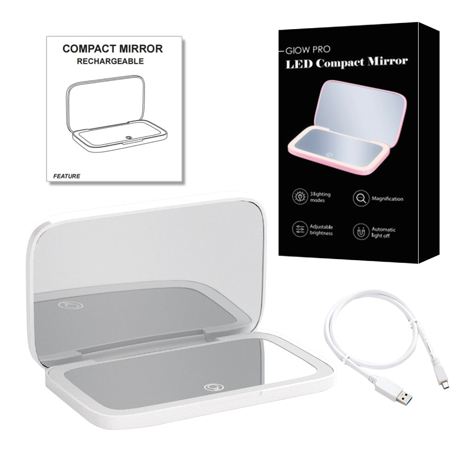 Mirror with Mini LED Compact 1x/10x for Precision Lighting Beauty Tool