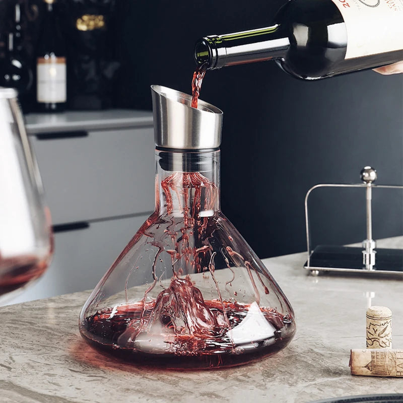 Crystal Wine Decanter with 12-Channel Aeration and Built-in Filter