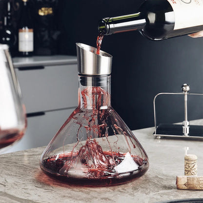Crystal Wine Decanter with 12-Channel Aeration and Built-in Filter