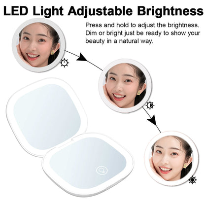 Mirror with Mini LED Compact 1x/10x for Precision Lighting Beauty Tool