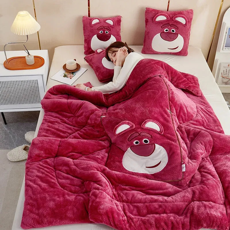 Blanket with Cuddly Soft and Cushion Set for Warmth and Coziness