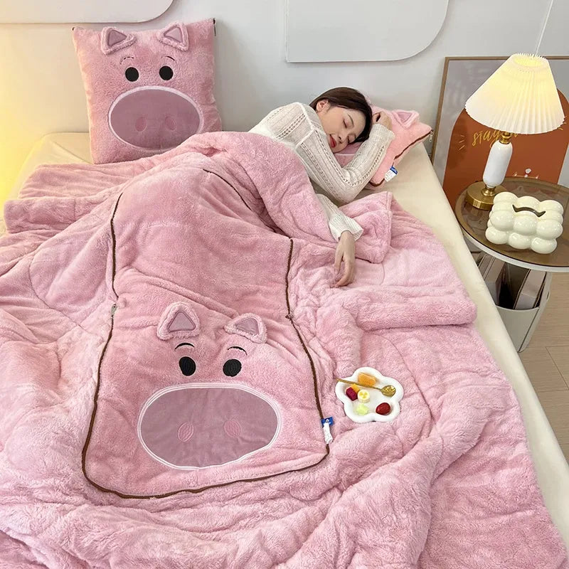 Blanket with Cuddly Soft and Cushion Set for Warmth and Coziness