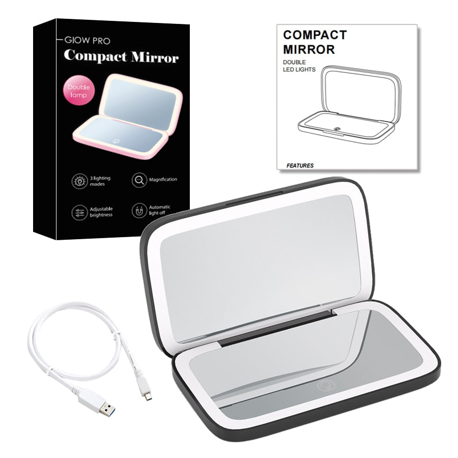 Mirror with Mini LED Compact 1x/10x for Precision Lighting Beauty Tool