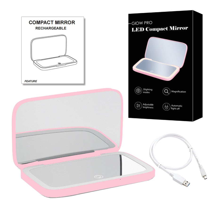 Mirror with Mini LED Compact 1x/10x for Precision Lighting Beauty Tool