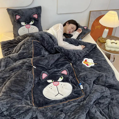 Blanket with Cuddly Soft and Cushion Set for Warmth and Coziness