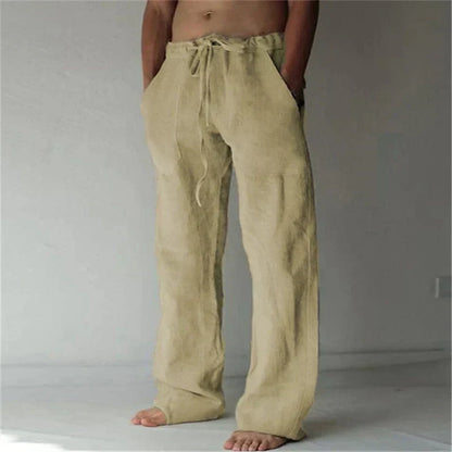 Linen Pants Men with Baggy Fit and Elastic Waistband