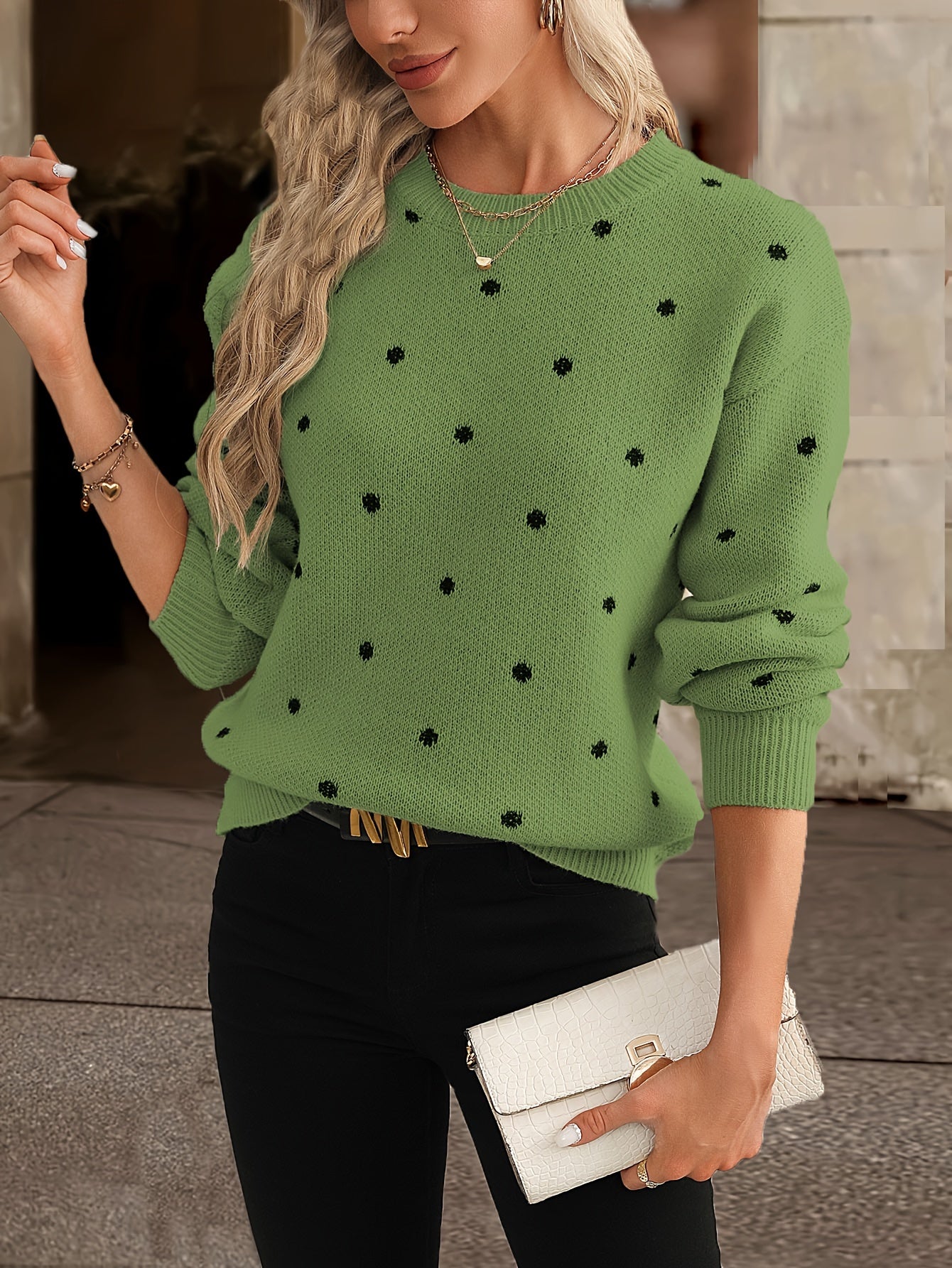 Zara Polka Dot Sweater for Casual and Stylish for Women in Autumn and Winter