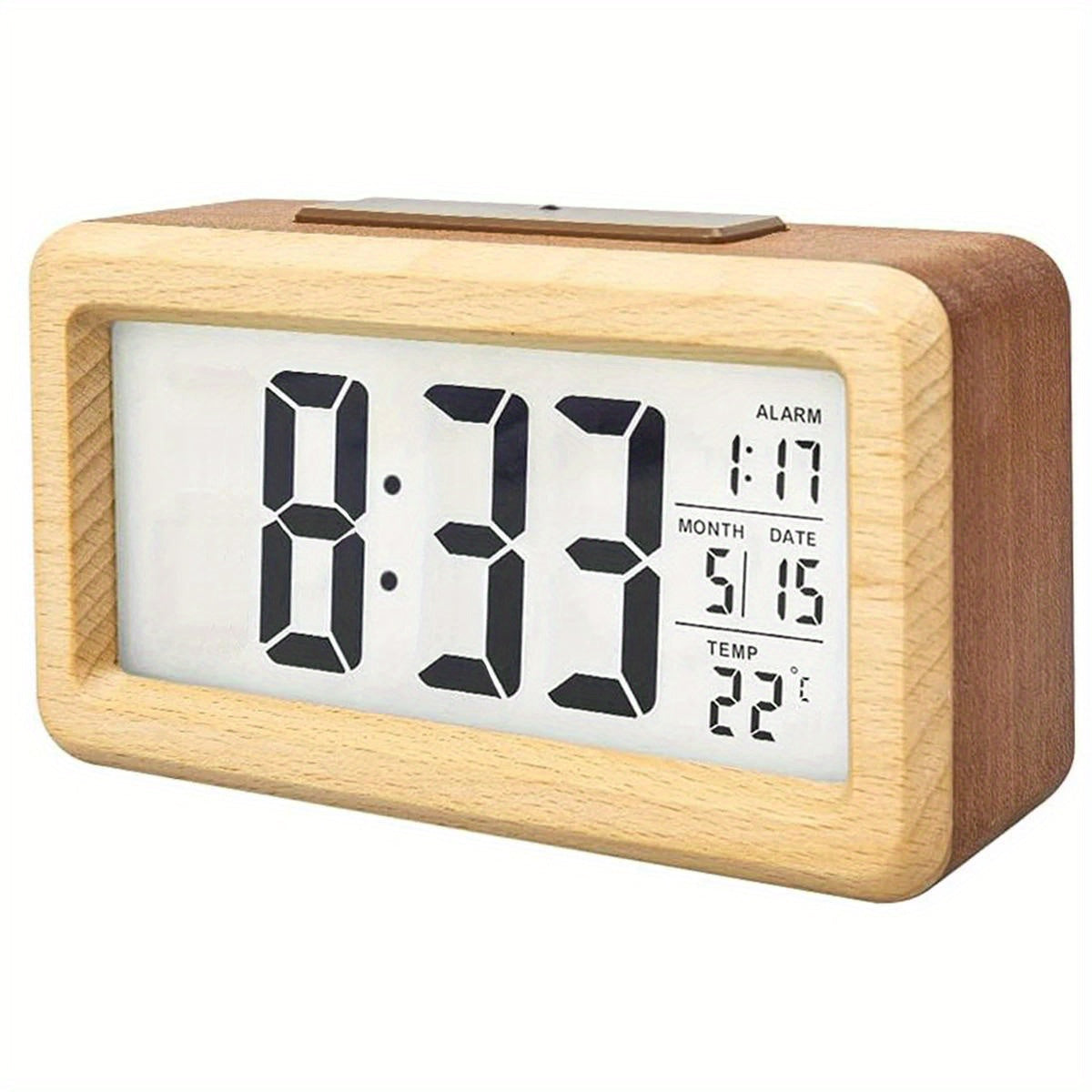 Clock Wooden Digital Alarm for LED Display with Temperature and Date
