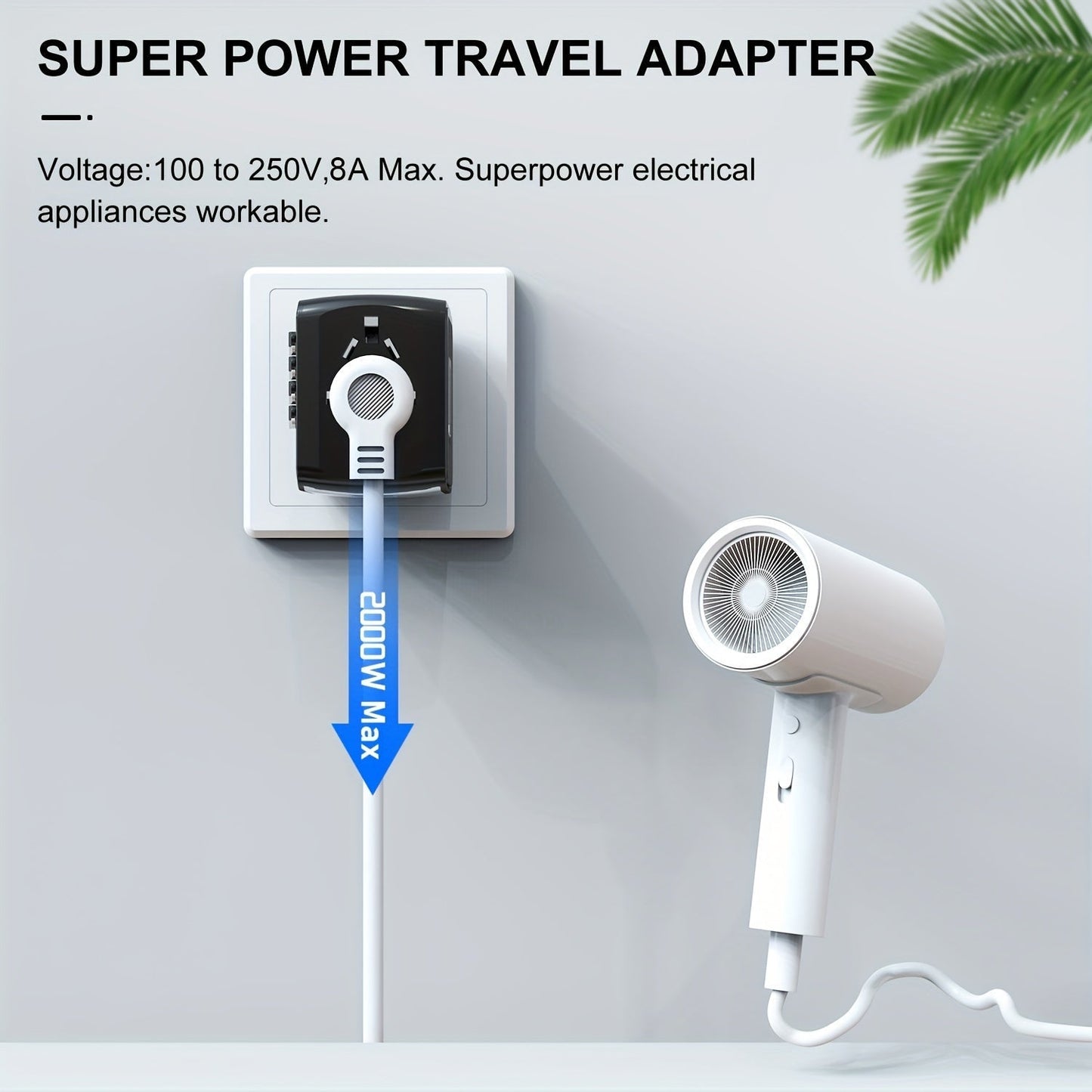 Travel Adapter with 4 USB Ports and Type-C for Global Charger