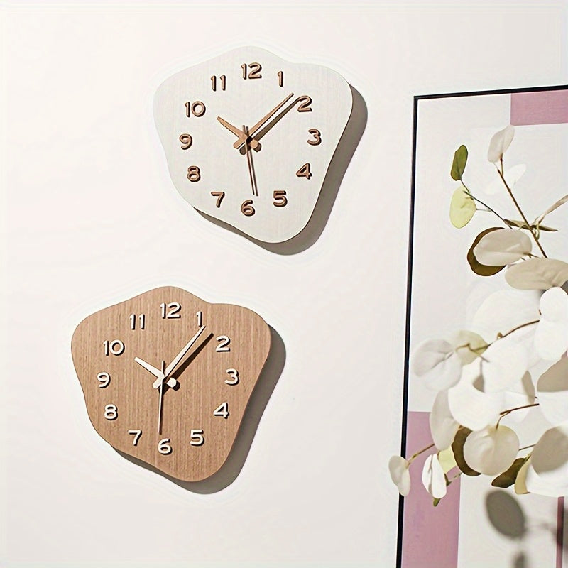 Clock with Wooden Wall Irregular Shape for Silent Movement and Decorative