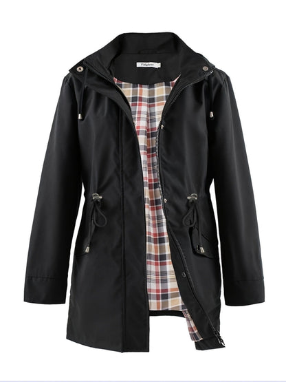 Plus Size Padded Jacket with Hood and Drawstring for Casual and Comfortable