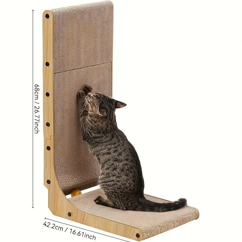 L-Shaped Cat Scratching Board for Indoor Use for Durable, Stable, and Space-Saving