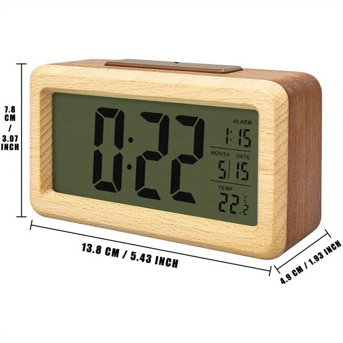 Clock Wooden Digital Alarm for LED Display with Temperature and Date