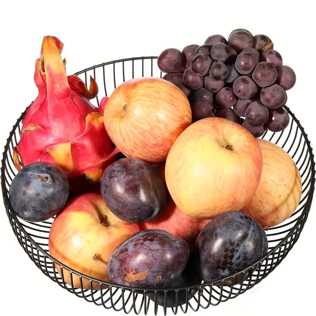 Table with Round Metal Fruit Bowl for and Kitchen with Minimalist and Decorative Design