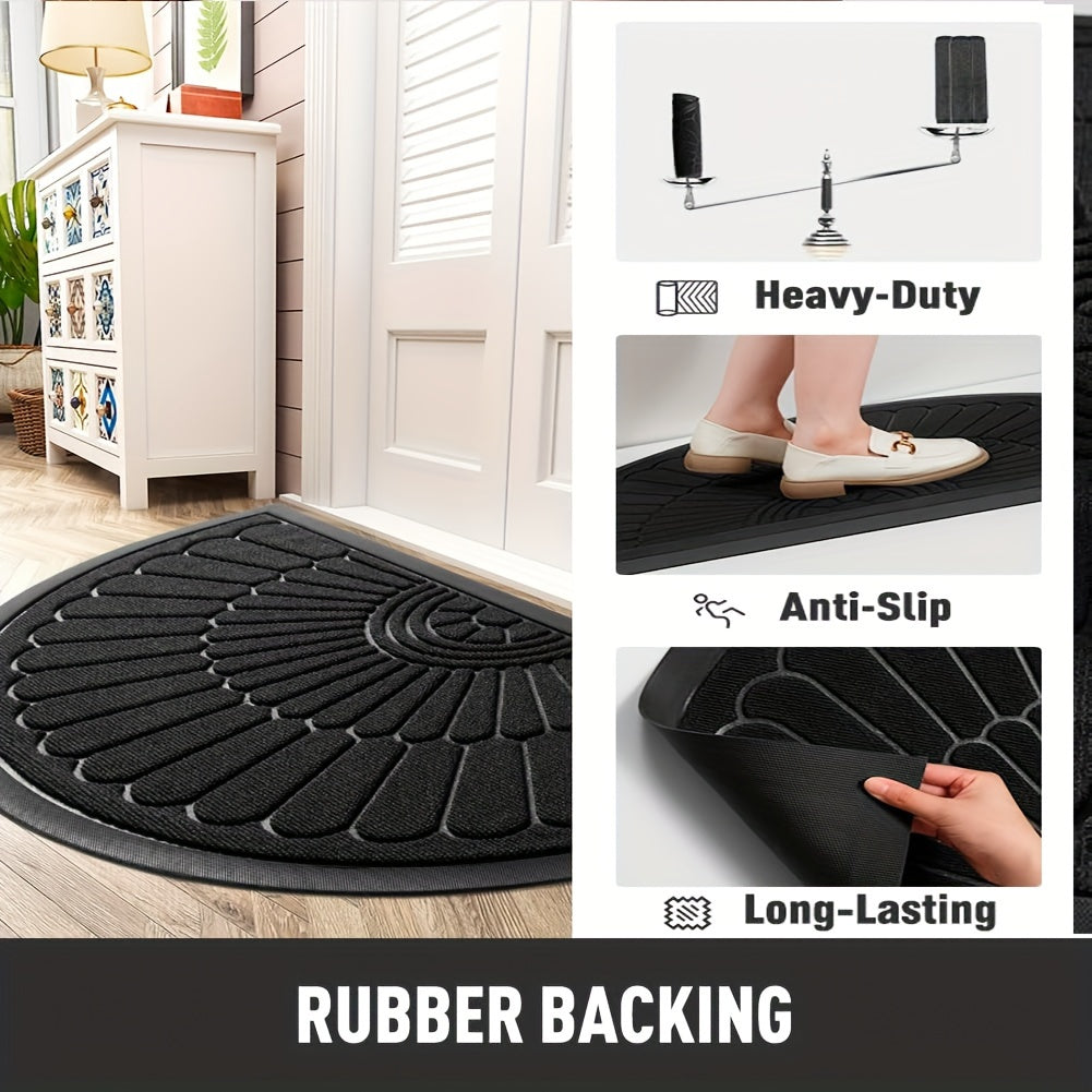 Door Mat Sustainable Rubber with Half-Round Design for Outdoor and Indoor