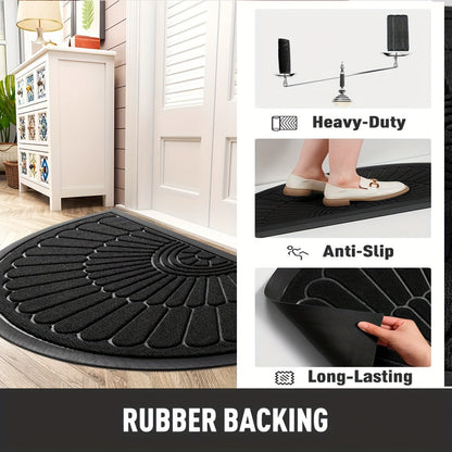 Door Mat Sustainable Rubber with Half-Round Design for Outdoor and Indoor