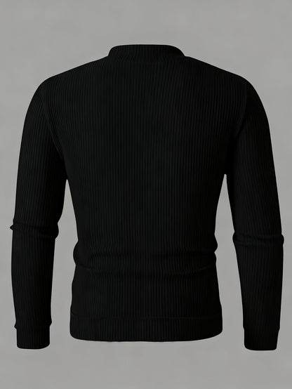 Men's Ribbed Zip-Up Cardigan for Relaxed Fit for Autumn and Winter