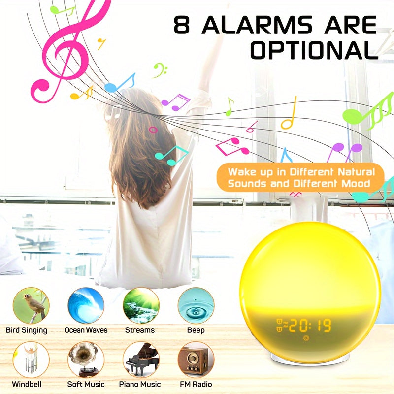 Light with Halo Digital Alarm Clock for Sunrise Alarm Clock
