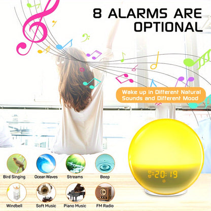 Light with Halo Digital Alarm Clock for Sunrise Alarm Clock