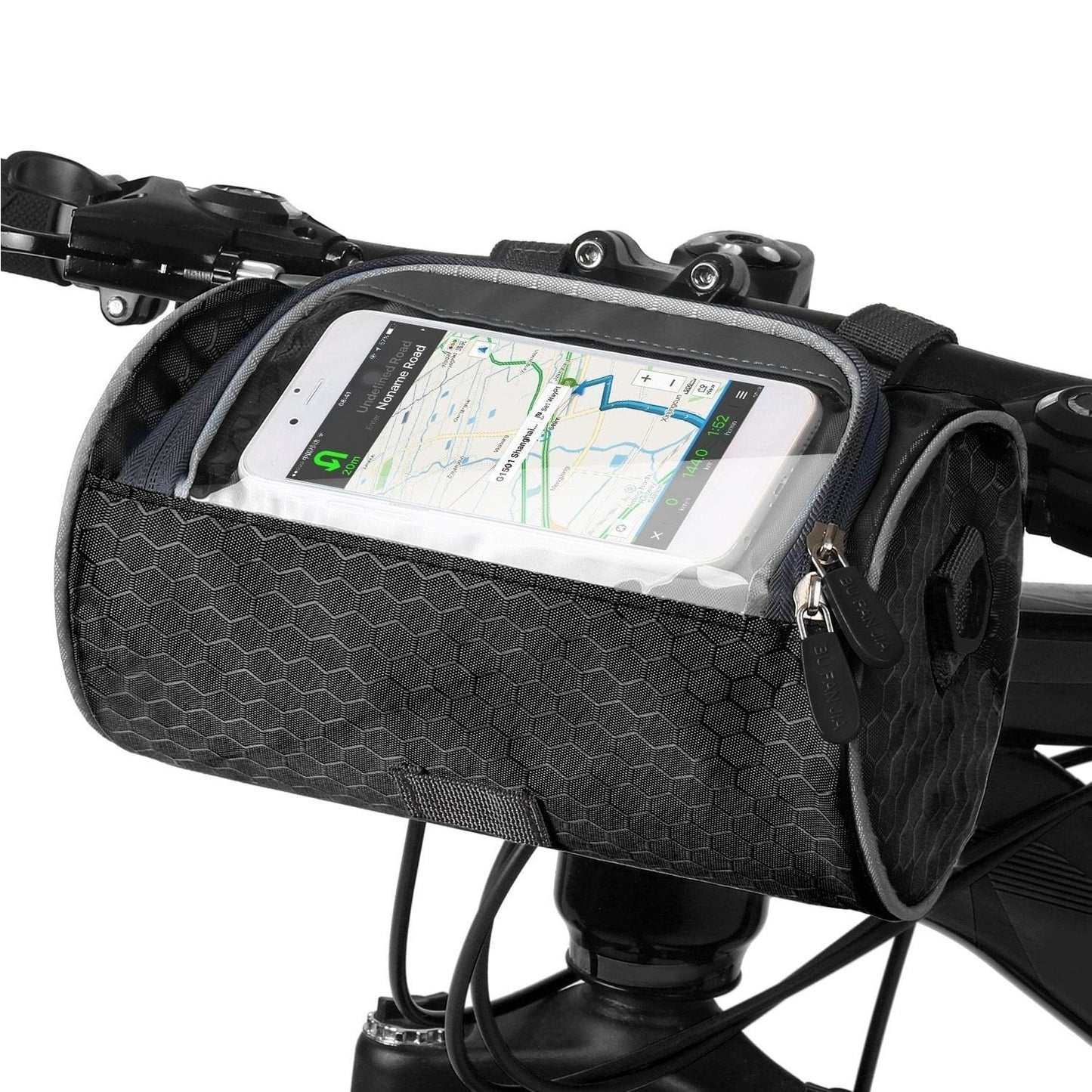 Holder with Practical Bicycle Handlebar Bag with Smartphone and Water-Resistant Material