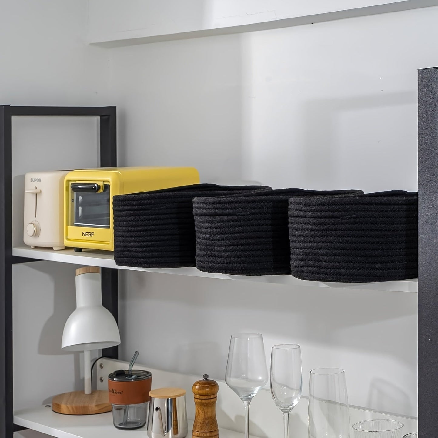 Storage Basket with Modern Woven Design for Wardrobe and Desk with Compact and Stylish Design