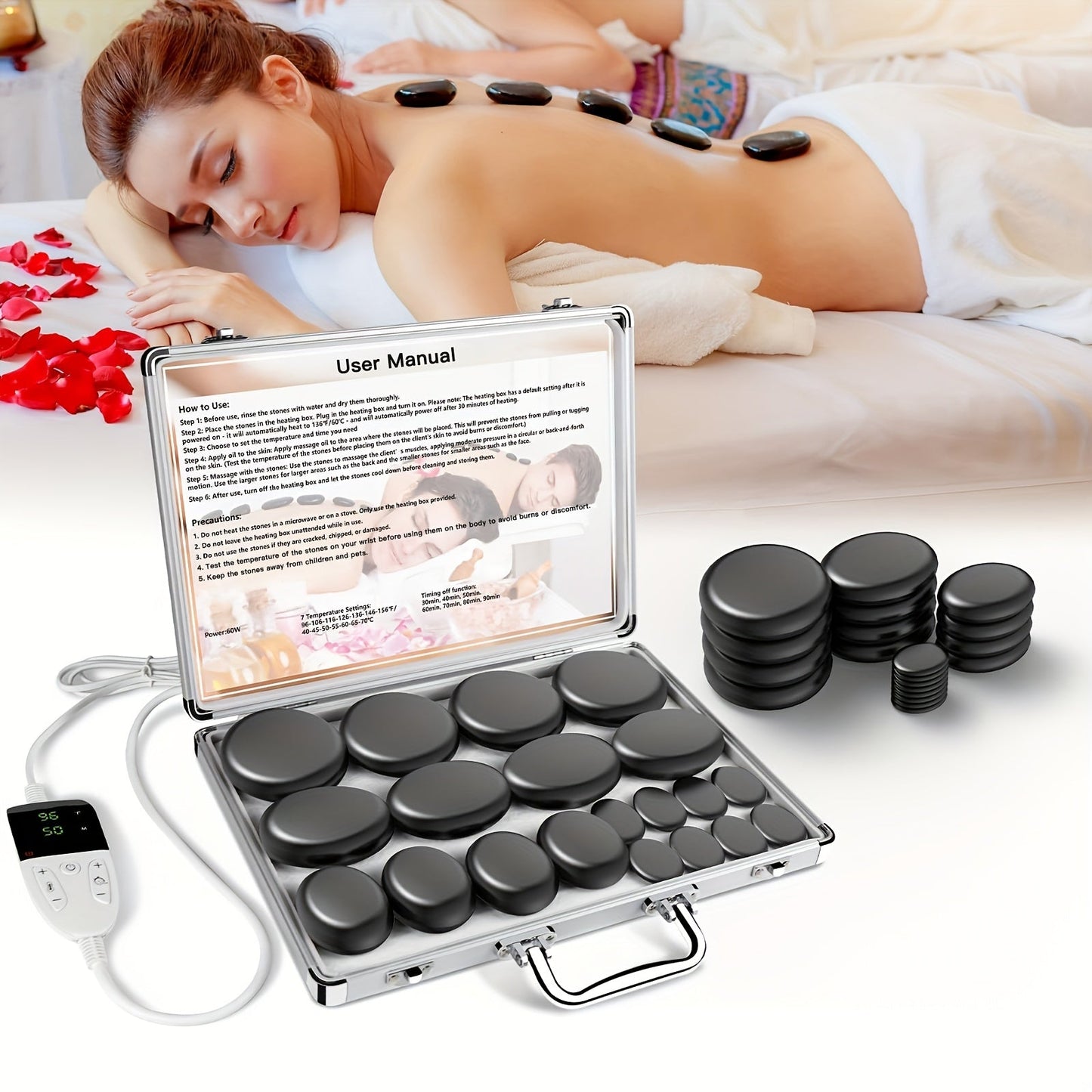 Set Professional Stone Massage for Complete with Heater