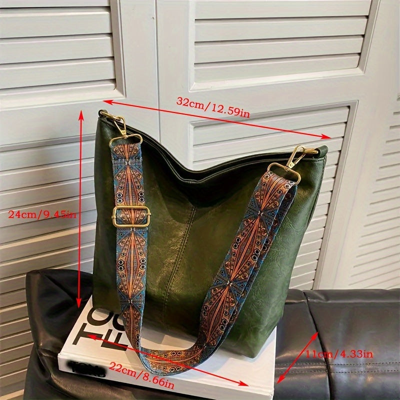 Bag Wide Geometric for Large Capacity Crossbody with Retro Vibe