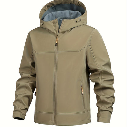 Men's Outdoor Softshell Jacket with Hood for Quick-Drying and Windproof
