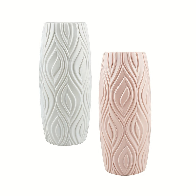 Vase with Decorative Plastic Geometric Relief for Modern and Unbreakable