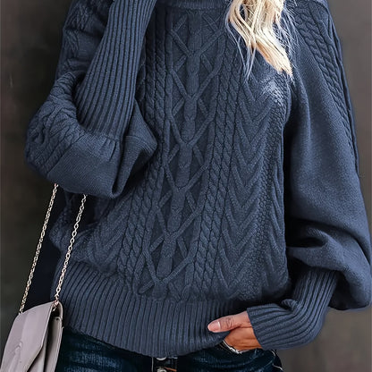 Ladies Knitted Pullover with High Neck for Elegant and Comfortable