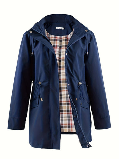 Plus Size Padded Jacket with Hood and Drawstring for Casual and Comfortable