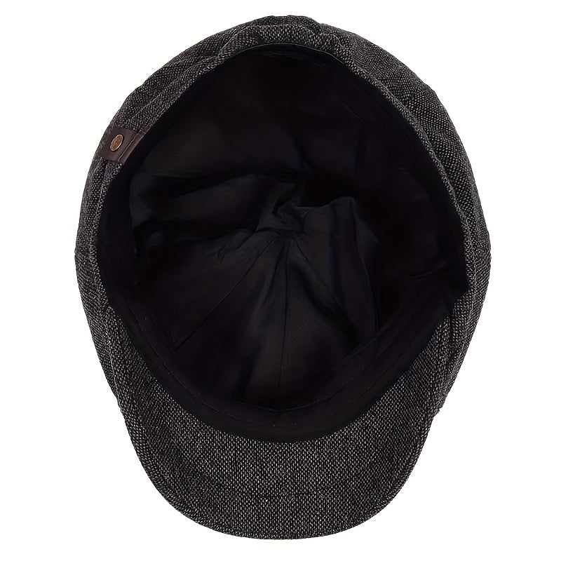 Men's Retro Flat Cap with Herringbone Pattern with Vintage Look Accessory