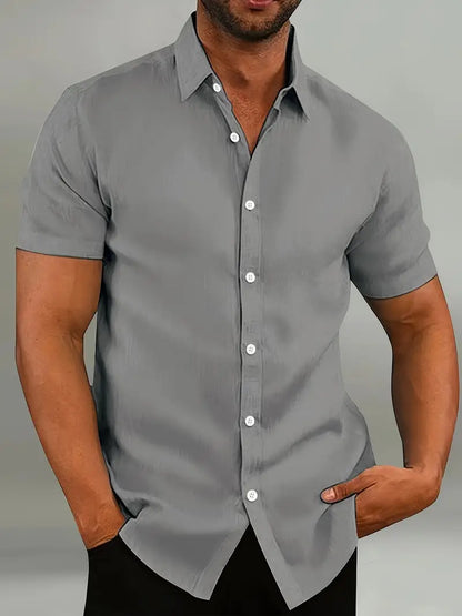 Light with Men's Short Sleeve Shirt Made from and Breathable Material