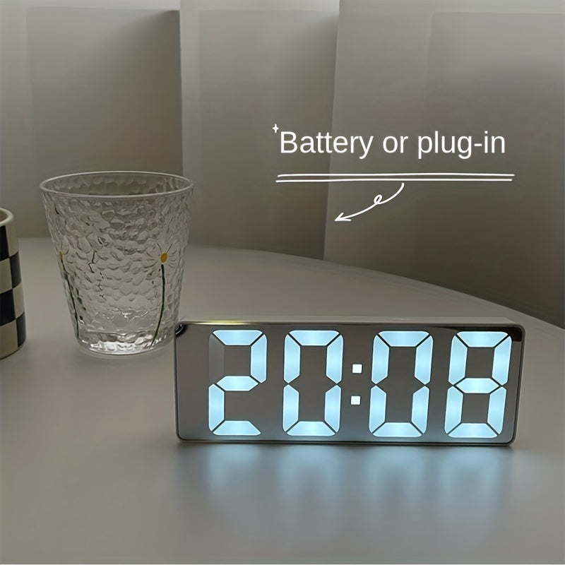 Clock with Digital LED Alarm Temperature Display and Adjustable Brightness