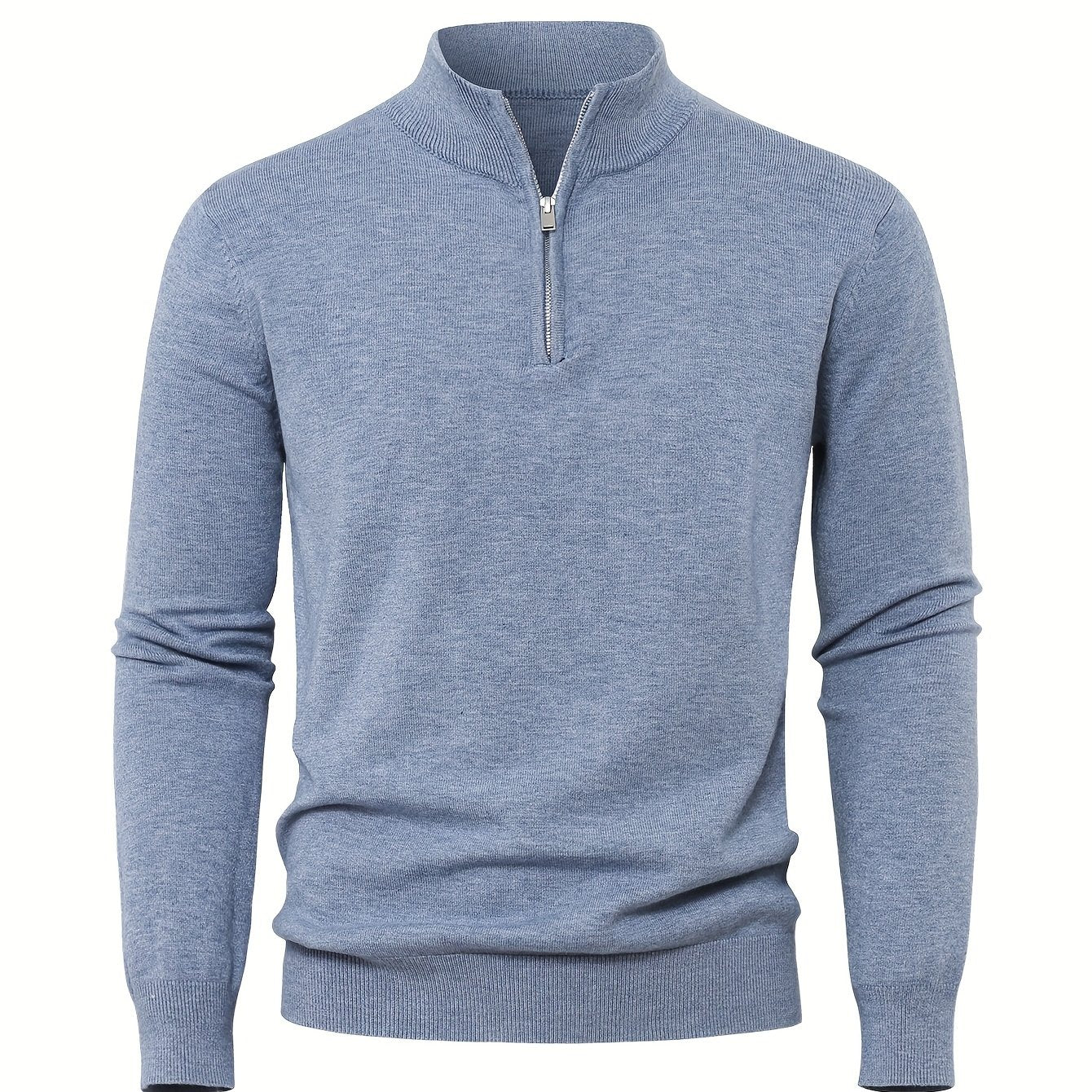 Men's Knitted Jumper with Half Zip with Warm High-Neck Style for Autumn and Winter