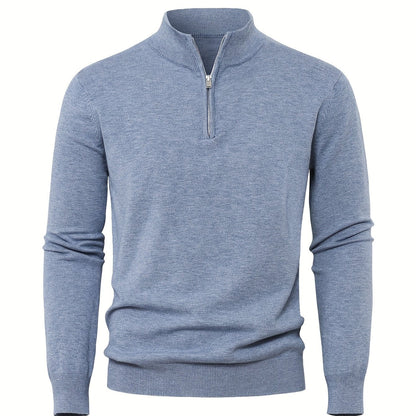 Men's Knitted Jumper with Half Zip with Warm High-Neck Style for Autumn and Winter