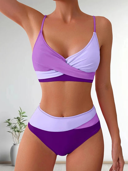 Set with Comfortable Patchwork Bikini Design for Ladies with Stretch Fit