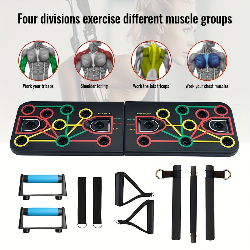 Set with Push-Up Plank Handles, Resistance Bands, and Accessories for Ideal for Chest and Abs