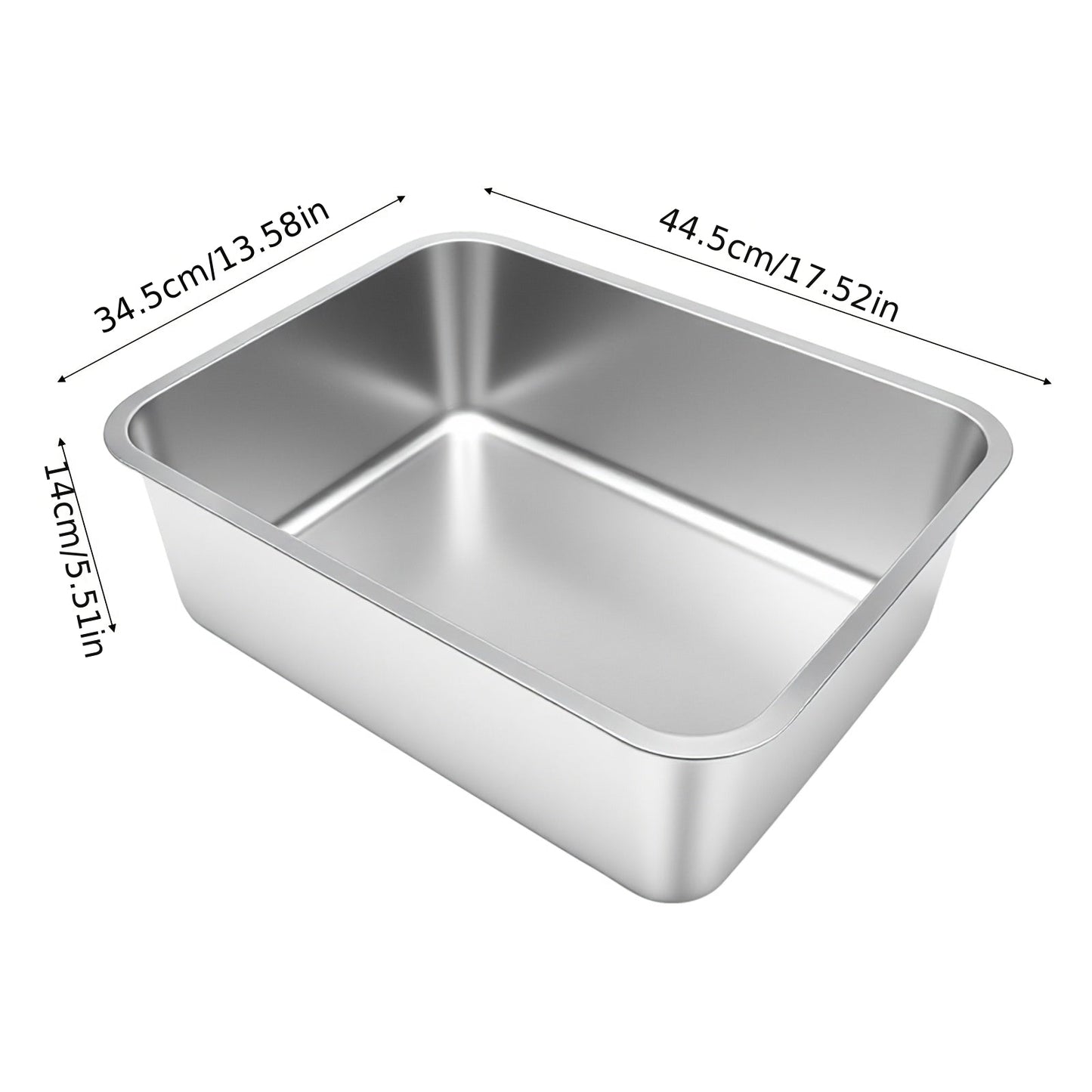 Extra Large Stainless Steel Cat Litter Tray with Low Entry with Durable and Hygienic Design