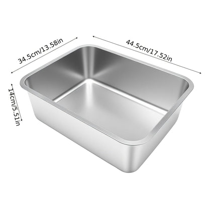 Extra Large Stainless Steel Cat Litter Tray with Low Entry with Durable and Hygienic Design