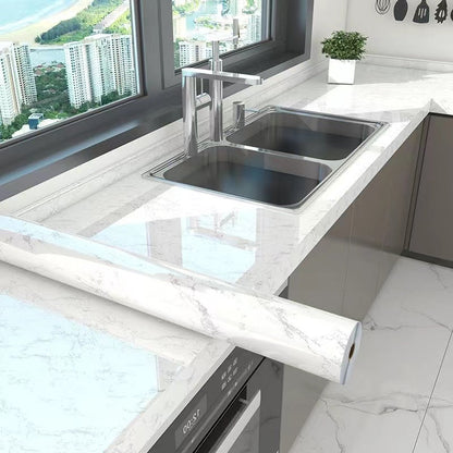 Self-Adhesive Marble Effect Vinyl Wallpaper for Kitchen and Bathroom