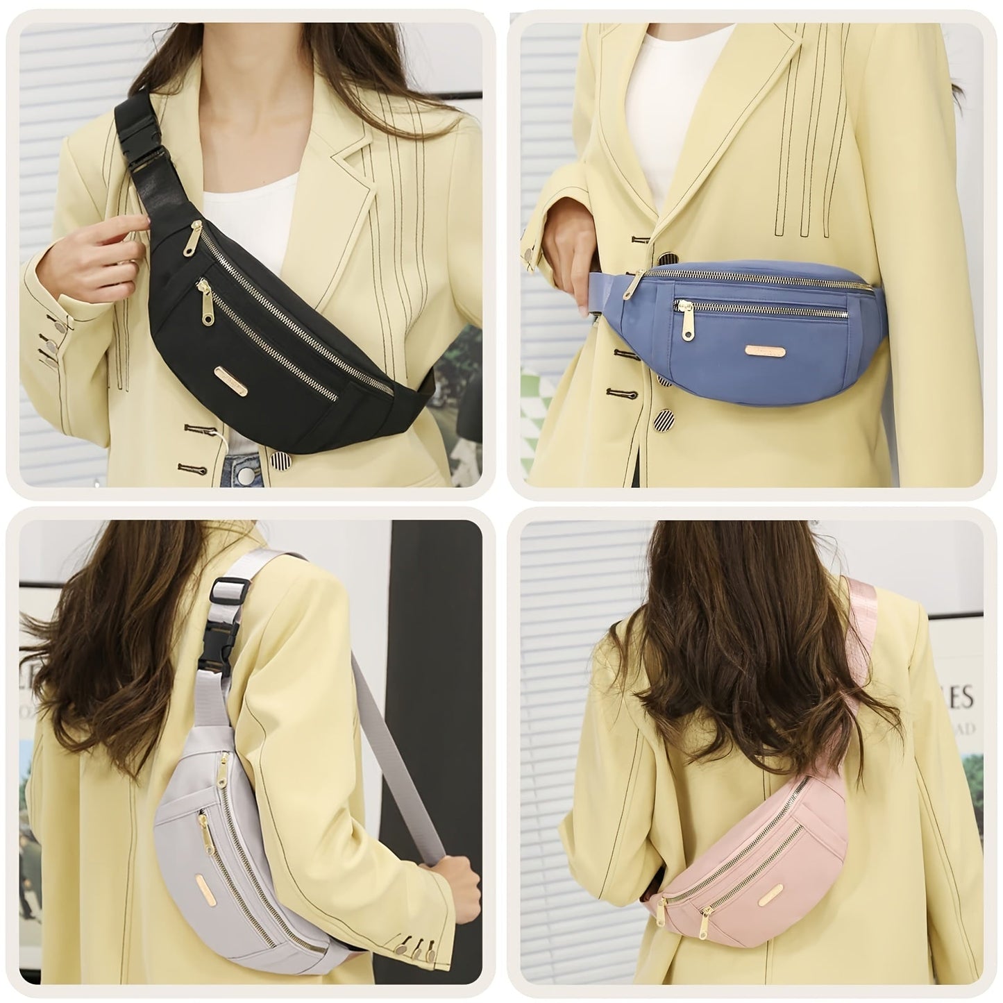 Bag with Lightweight Bum Design for Women with Multiple Zipper Pockets and Adjustable Strap