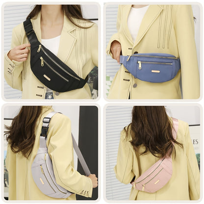 Bag with Lightweight Bum Design for Women with Multiple Zipper Pockets and Adjustable Strap