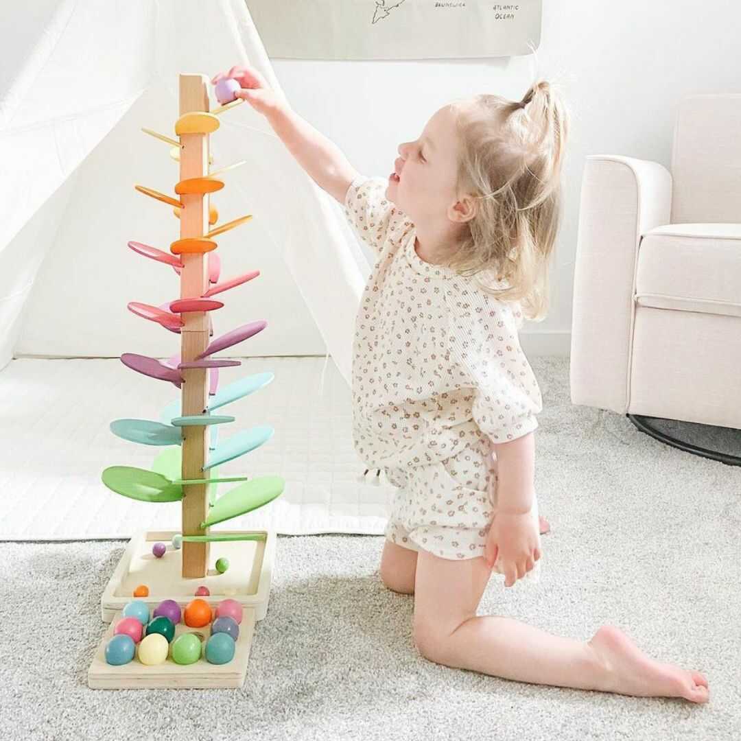 Educational Wooden Play Tree for Children for Motor Skills and Play Fun