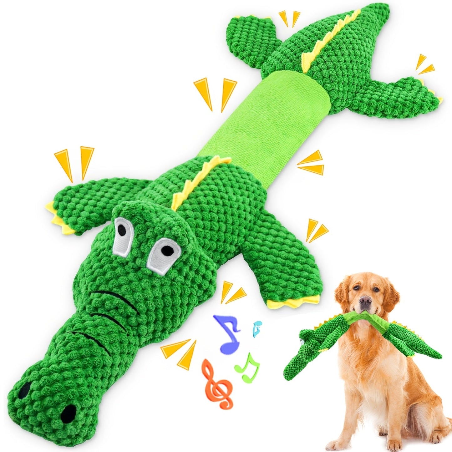 Toy with Sturdy Crocodile Dog Squeaker for Tug-of-War and Interactive Play